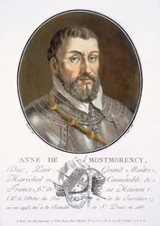 Anne de Montmorency, från Portraits of Great Men, Illustrious Women, and Memorable Subjects of France, graverad och tryckt i färger, utgiven av Pierre Blin, 1786-92, Paris (färgstick)