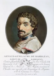 Arnaud-Guillaume, Baron de Barbazan, från "Porträtt av stora män, berömda kvinnor och minnesvärda ämnen i Frankrike, graverade och tryckta i färg", utgiven av Pierre Blin, 1786-92, Paris (colo