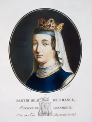 Bertrude, från "Porträtt av stora män, illustra kvinnor och minnesvärda ämnen i Frankrike, graverade och tryckta i färg", utgiven av Pierre Blin, 1786-92, Paris (färgstick)