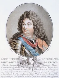 Claude Louis Hector de Villars, från "Porträtt av stora män, illustra kvinnor och minnesvärda ämnen i Frankrike, graverade och tryckta i färg", utgiven av Pierre Blin, 1786-92, Paris (färg sv