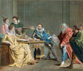 Fältmarskalken av Brissac delar ut sin dotters hemgift till arméns kvartermästare, 1788