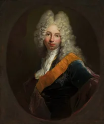 Polsk:  Friedrich Wilhelm Kettler (1692-1711) (Porträtt mężczyzny w peruce i z orderem Czarnego Orła0 Friedrich Wilhelm Kettler (1692-1711) (Porträtt av en man i peruk med Svarta örnens orden)