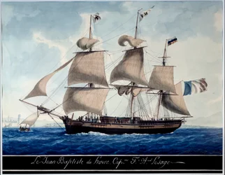 Jean - Baptiste du Havre, i hamnen i Marseille Akvarell av Antoine Roux (1765-1835) 1815 Marseille, Marinmuseum