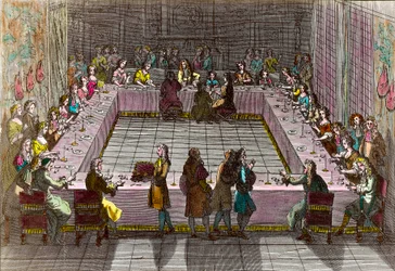 Kungliga lotteriet på 1700-talet. Gravyr av Trouvain Antoine (1656-1708)