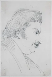 Porträtt av Honore de Balzac (1799-1850) (penna på papper)