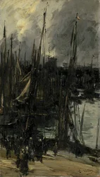 Utsikt över hamnen i Dunkerque (eller Dieppe?)