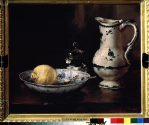 Fortfarande liv. Målning av Antoine Vollon (1833-1900). Olja på duk, 38 x 46 cm. Fransk 1800-talskonst. Pushkin Museum of Fine Arts, Moskva.