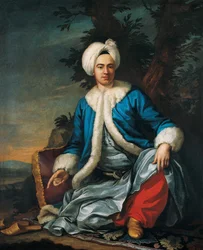 Porträtt av en europé i turkisk kostym, andra hälften av 1700-talet.