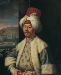 Porträtt av en europé i turkisk kostym, andra hälften av 1700-talet.