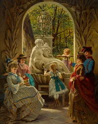Pavillon du festival de Printemps a Schonbrunn, Vienne - Paviljong till mässan i Schoenbrunn - Anton Ebert (1845-1896). Olja på trä Mått: 65x52 cm Privat samling