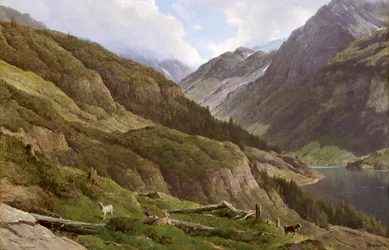 Tyska: Bergslandskap med betande getter