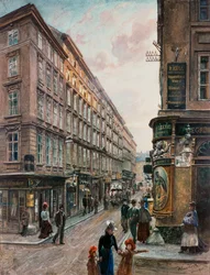 Spiegelgasse i centrala Wien (watercorlour)