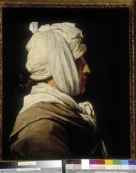 Porträtt av målaren Anicet Charles Gabriel Lemonnier (1743-1824), ett bandee-huvud