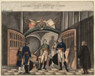 Nära Fredrik den Stores aska. Tsar Alexander I, kung Fredrik William III och Louise av Pr