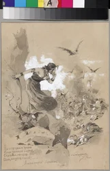 Illustration till dikten Dödsängeln av M. Lermontov par Kandaurov, Anton Ivanovich (1863-1930/36)
