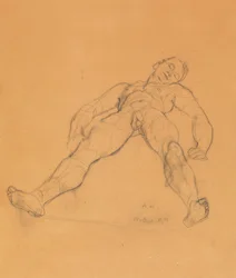 Anton Kolig Liggande manlig nakenbild