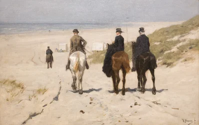 Morgonridning längs stranden