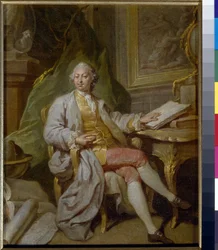 Porträtt av L Henninger - Målning av Anton Pavlovich Losenko (1737-1773), olja på duk (31,5x26 cm), cirka 1760 - (Porträtt av L Henninger, Olja på duk av Anton Pavlovich Losenko