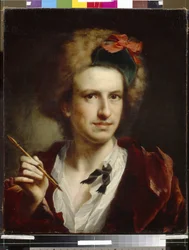 Porträtt av gravören Francesco Bartolozzi (1728-1813). Målning av Anton Raphael Mengs (1728-1779), olja på duk. tysk konst