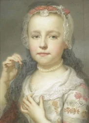 Porträtt av en ung flicka, möjligen Julie Carlotta Mengs, konstnärens syster, 1742-44