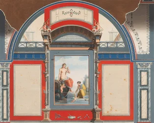 Väggmålning av ett romerskt hus på tomten till Villa Negroni i Rom, Venus och en nymf med eroter. 1778