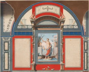 Väggmålning av ett romerskt hus på tomten till Villa Negroni i Rom, Venus med eroter. 1778