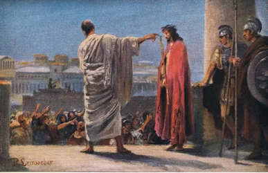 Jesus inför Pilatus, ur Hulberts Bibelns historia, utgiven av The John Winston Company, 1932