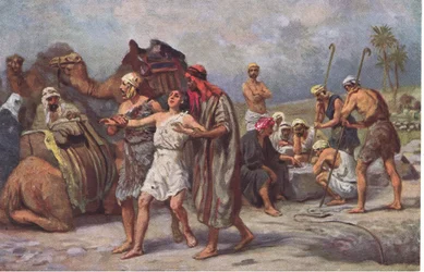 Joseph såldes av sina bröder, från Hulberts Story of the Bible publicerad av The John Winston Company, 1932