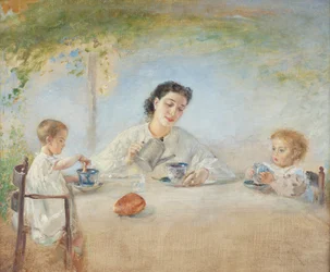 Konstnärens familj vid frukost