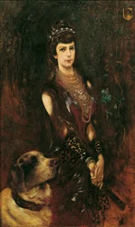 Porträtt av Elisabeth av Bayern med Sankt Bernardshund, 1883.