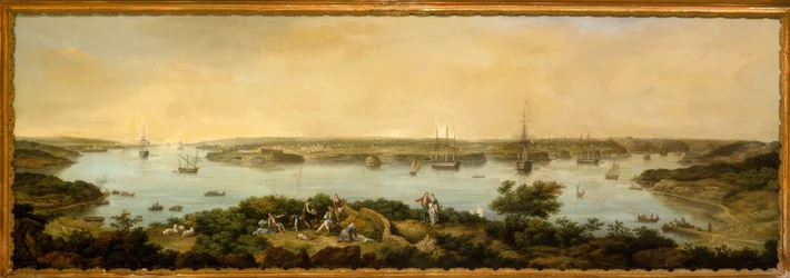 Utsikt över hamnen i Mahon, Menorca