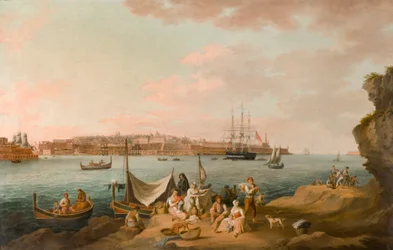 Harbour Scene, Malta (olja på kort)