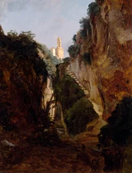 Rocky Gorge i Sorrento, av Anton Sminck Pitloo (1791-1837), Nederländerna, 1900-talet