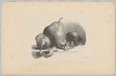 Päron, persika, vindruvor och skalad citron Flower and Fruit Studies (...) 3:e avsnittet (serietitel)