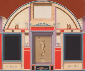 Väggmålning från ett romerskt hus på Villa Negronis område i Rom, staty av Adonis. Omkring 1801 (?)