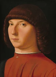 Porträtt av en ung man, ca 1475-1480 (tempera och olja på poppelpanel)