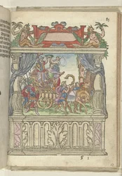 Allegorisk scen på scenen i slutet av Steenweg, 1578