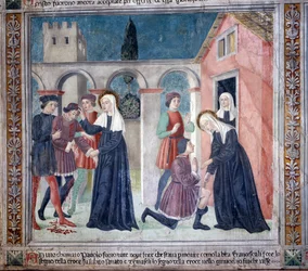 S:ta Francesca Romanas liv: Helgonet helar en sårad man (Fresco
