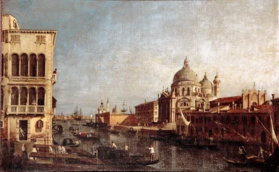 Utsikt över Salutkyrkan i Venedig Målning av verkstaden av Giovanni Antonio Canal dit il Canaletto (1697-1768) 1740-1750 Sön. 48x74 cm venise museo Correr