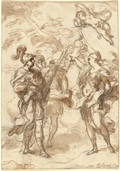 Venus som en jägare som visar sig för Aeneas och Achates
