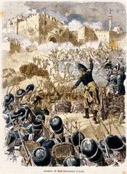 Egyptiska fälttåget: Belägringen av Saint John of Acre av Napoleon Bonaparte (1769-1821) 1799 Gravyr av Antonio Bonamore (1845-1907) från "" Napoleon Story "" 1893