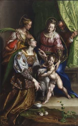 Madonna och barn med St. Joseph, St. Catherine och St. Agnes, ca 1570 (olja på duk)