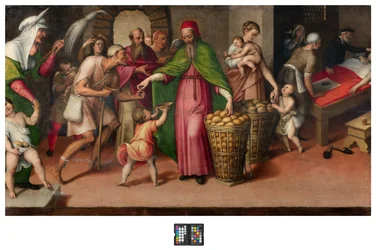 Sakristia, Antonio Campi, St. Facios välgörenhet 1568, Originaltabell över reproduktionen på St. Facios altare