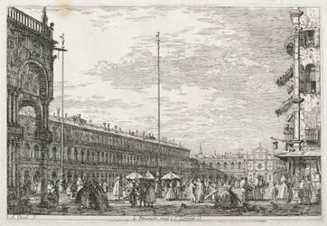 Utsikt: Prokuratorpalatset och kyrkan St. Géminien, Venedig, 1735-1746.