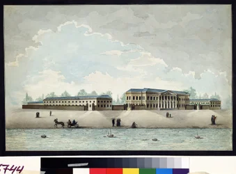 Utsikt över Pashkov (Pashkov) palats byggt runt 1784 i Moskva. Akvarell och penna av Antonio Canoppi (1774-1832) circa 1800 Pushkin Museum, Moskva