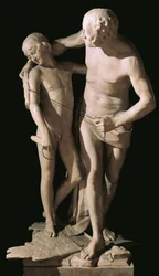 Daidalos och Ikaros, marmorskulptur, höjd 220 cm