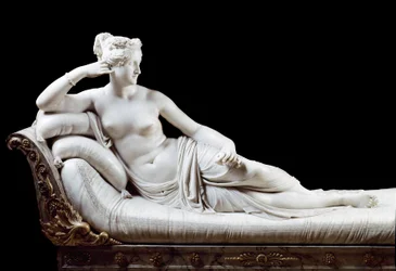 Pauline Bonaparte, prinsessan Borghese (1780 - 1825) syster till Napoleon I representerad i Victorious Venus Marble Sculpture av Antonio Canova (1757-1822) 1804-1808 Rom, Galleria Borghese