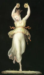Kvinna som spelar kastanjetter av Antonio Canova (1757-1822), tempera