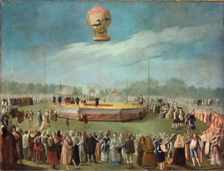 Bestigning av en ballong i närvaro av Karl IV:s hov, ca. 1783