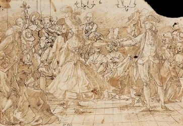 ""Minuet"" - Arbete av Antonio Casanovas Torrents (1752-1796) Menuettpenna, brunt indiskt bläck på papper ca. 1780 National Art Museum of Catalonia, Barcelona 20,9x30